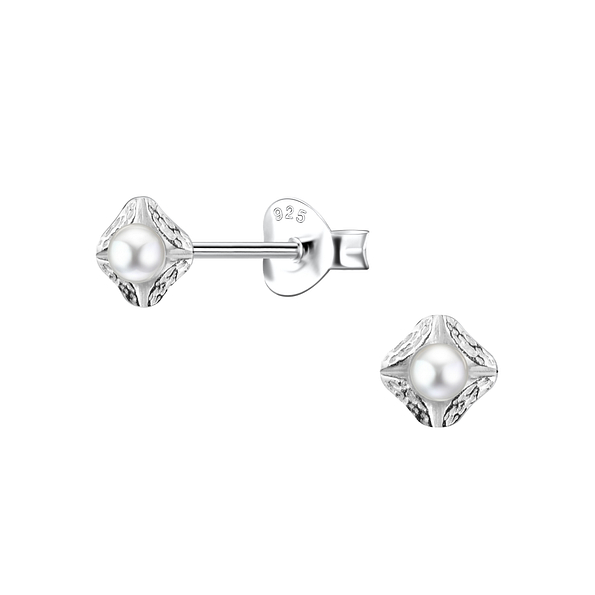 Silver Geometric Stud Earrings - 23301 Silver Geometric Stud Earrings - 23301