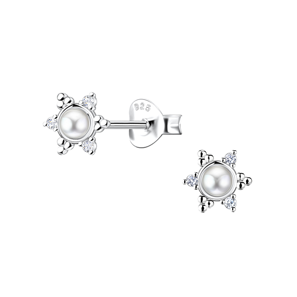 Silver Sun Stud Earrings - 23304