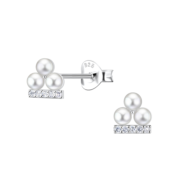 Silver Geometric Stud Earrings - 23313