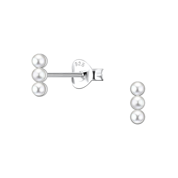 Silver Bar Stud Earrings - 23316