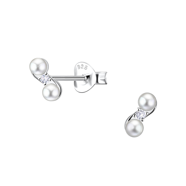 Silver Geometric Stud Earrings - 23319