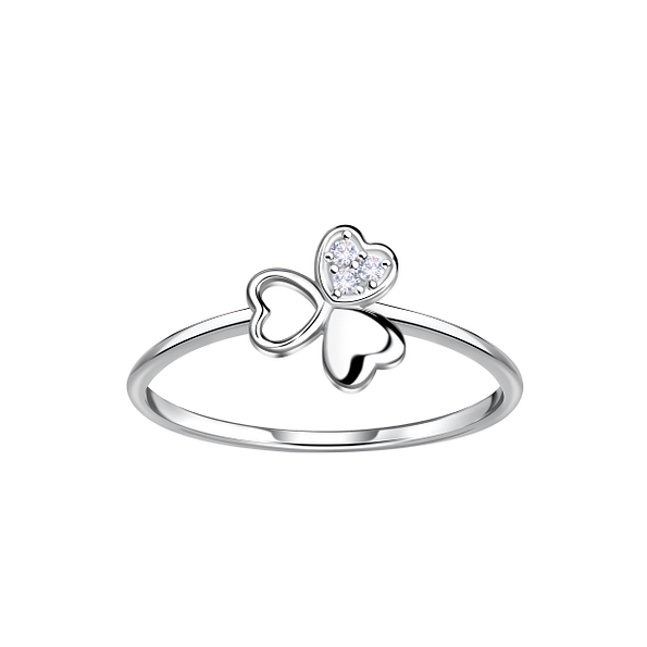 Silver Shamrock Heart Ring - 22884