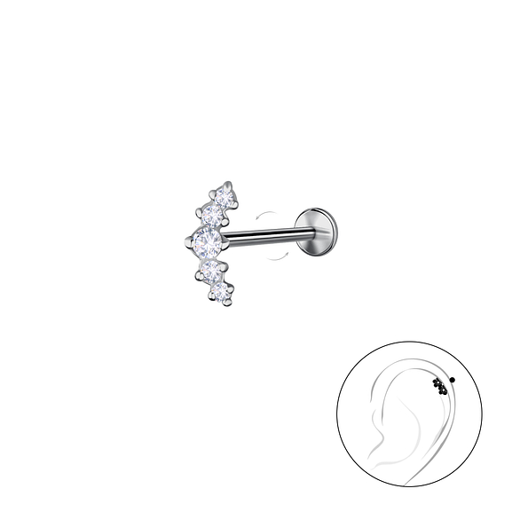 Silver Geometric with Titanium Labret - 22738