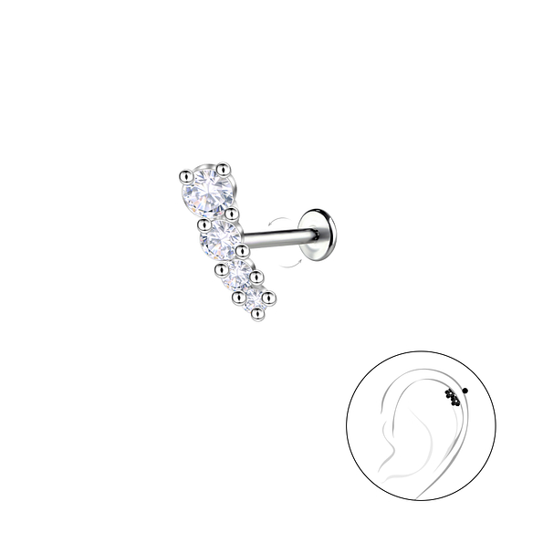 Silver Geometric with Titanium Labret - 22744