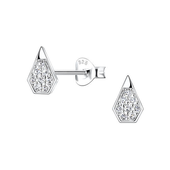 Silver Geometric Stud Earrings - 23350