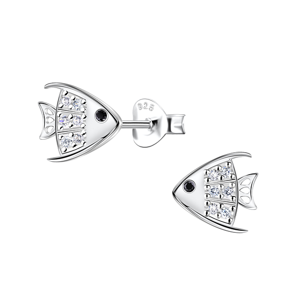 Silver Fish Stud Earrings - 23437