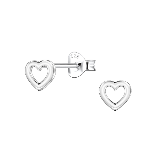 925 Silver Jewelry | Silver Heart Stud Earrings - 23439