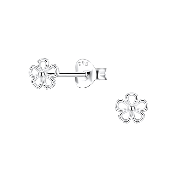 Silver Flower Stud Earrings - 23441