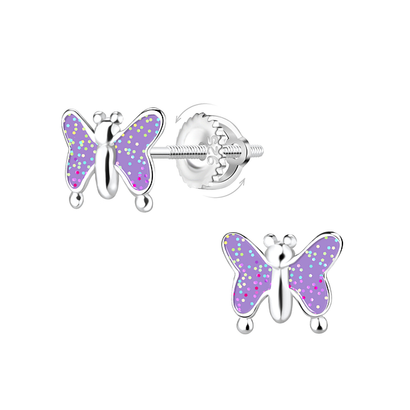 Silver Butterfly Screw Back Earrings - 23467 Silver Butterfly Screw Back Earrings - 23467