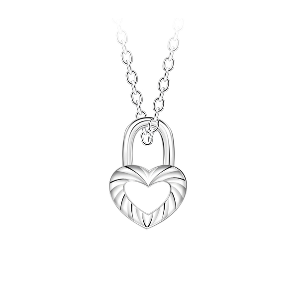 Silver Lock Heart Necklace - 23448 Silver Lock Heart Necklace - 23448