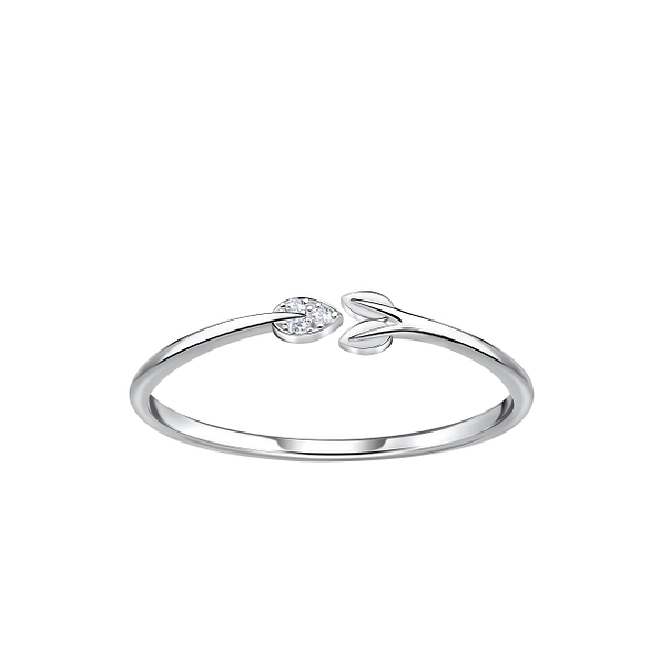 Silver Leaf Opened Ring - 23381