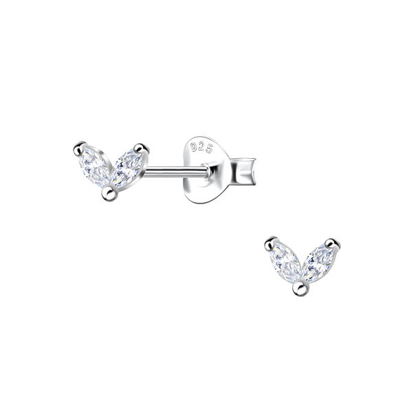 Silver Heart Stud Earrings - 23536