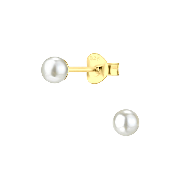 5mm Pearl Silver Stud Earrings - 23557