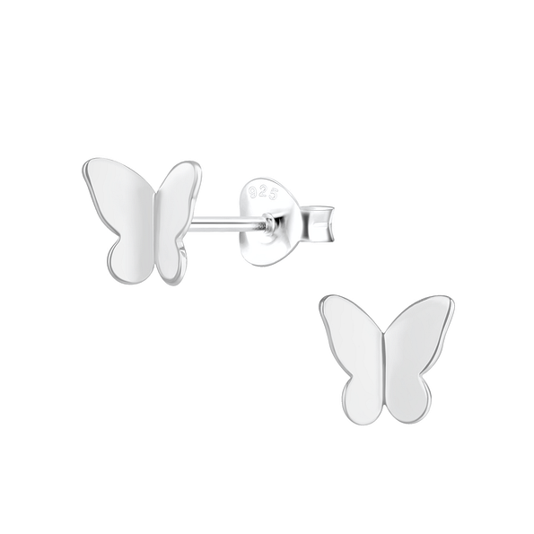 Silver Butterfly Stud Earrings - 23561
