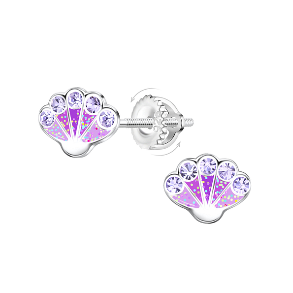 Silver Shell Screw Back Earrings - 23500