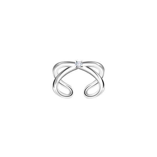 Silver Cross Ear Cuff - 23792