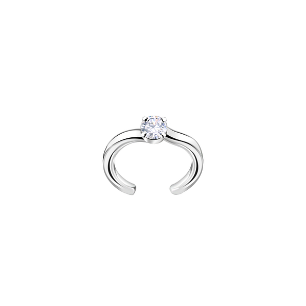 Silver Single Stone Ear Cuff - 23795