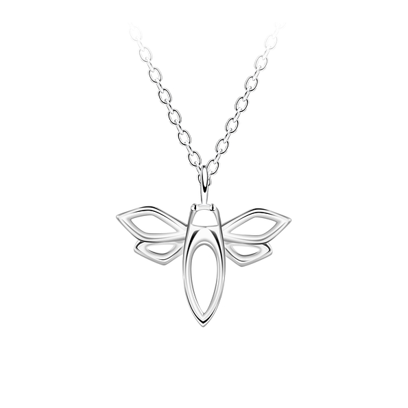 Silver Dragonfly Outline Necklace - 23712