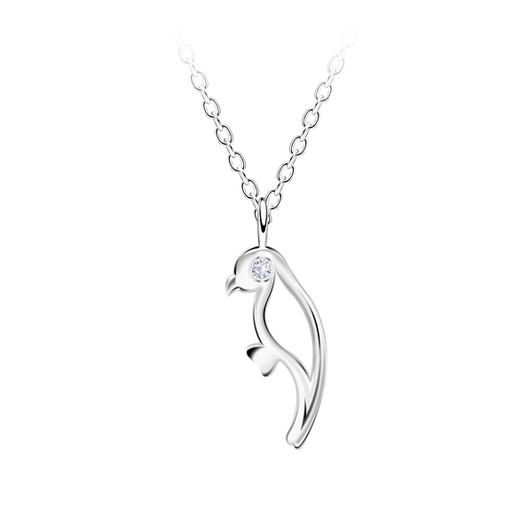 Silver Bird Outline Necklace - 23713