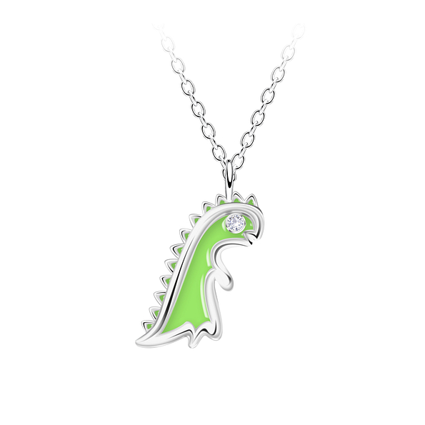 Silver Dinosaur Outline Necklace - 24566