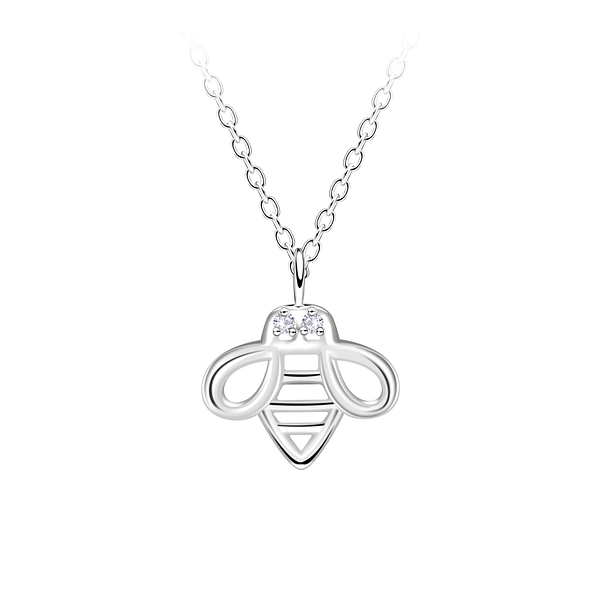 Silver Bee Outline Necklace - 23715