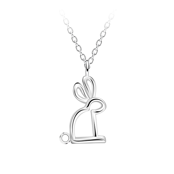 Silver Rabbit Outline Necklace - 23719