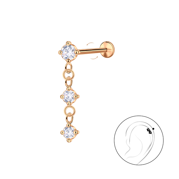 Silver Hanging Stones with Titanium Labret - 23075