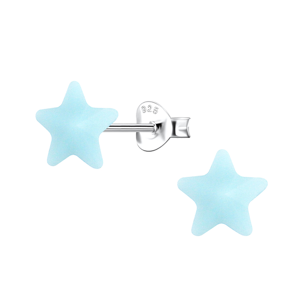 Silver Stud Earrings with Resin Star - 23725