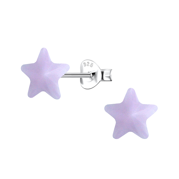 Silver Stud Earrings with Resin Star - 23726