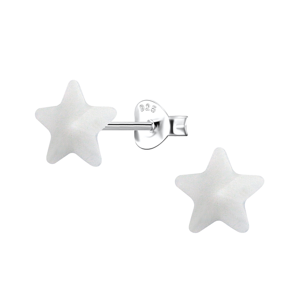 Silver Stud Earrings with Resin Star - 23727