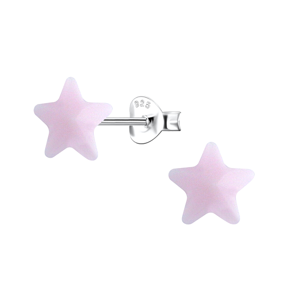Silver Stud Earrings with Resin Star - 23728
