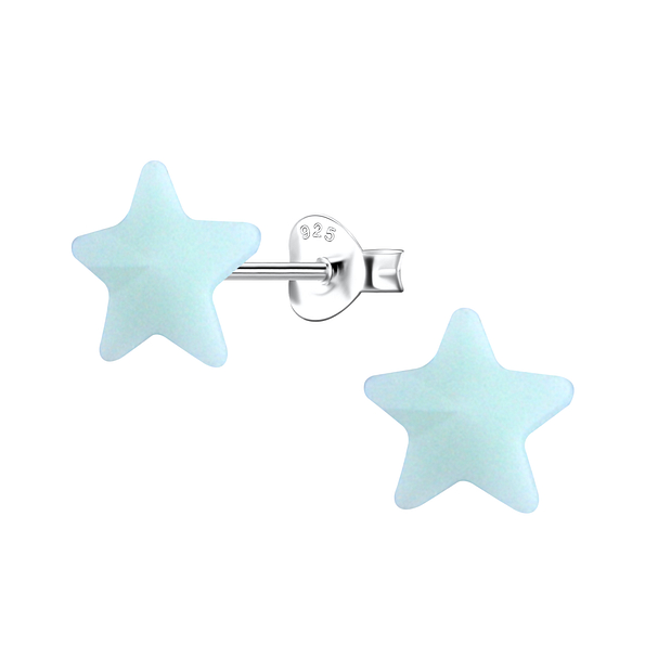 Silver Stud Earrings with Resin Star - 23750