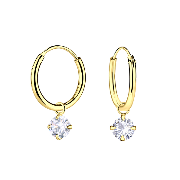 4mm Cubic Zirconia Charm Hoop Earrings - 23183