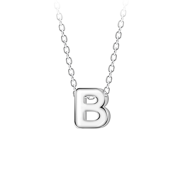 Silver Letter B Beaded Necklace - 23680