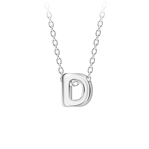 Silver Letter D Beaded Necklace - 23682