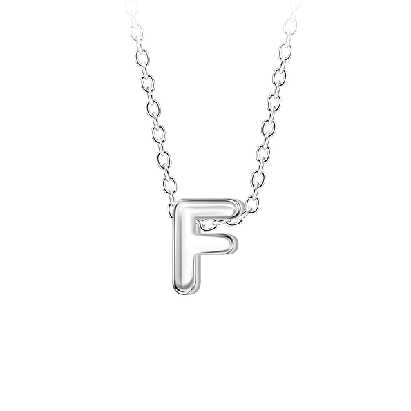 Silver Letter F Beaded Necklace - 23684