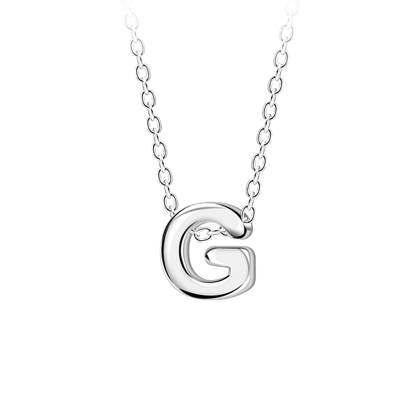 Silver Letter G Beaded Necklace - 23685