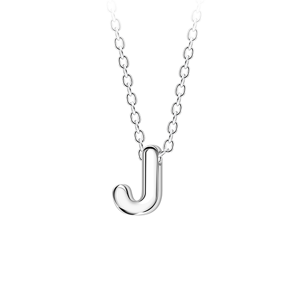 Silver Letter J Beaded Necklace - 23688