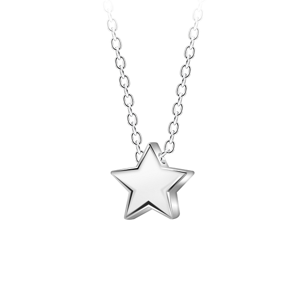 Silver Star Beaded Necklace - 23572
