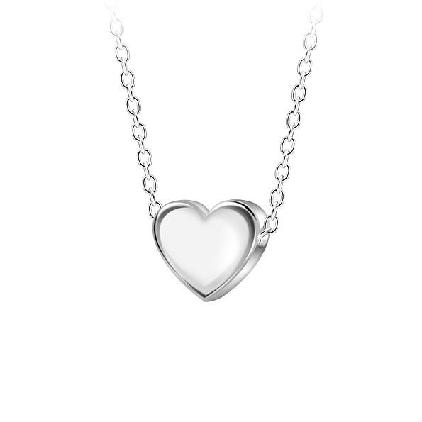 Silver Heart Beaded Necklace - 23574