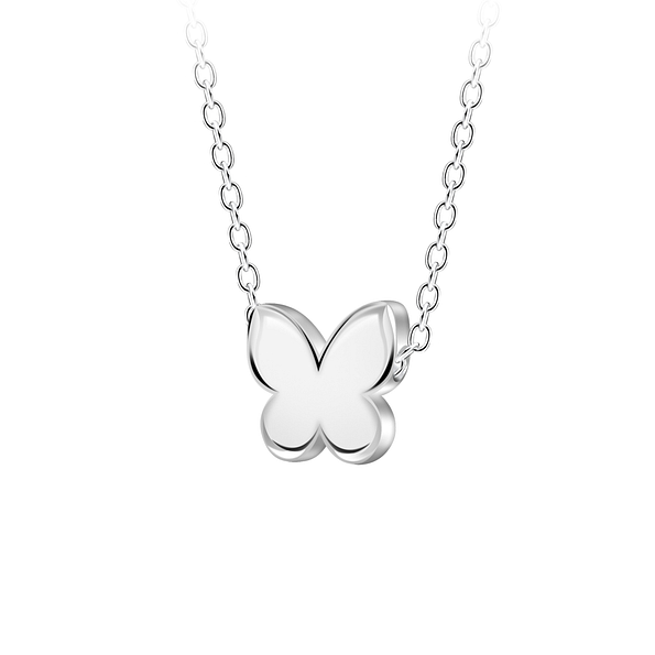 Silver Butterfly Beaded Necklace - 23577