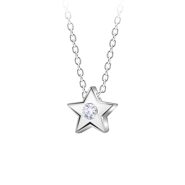 Silver Star Beaded Necklace - 23594