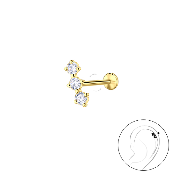 Silver Geometric with Titanium Labret - 23978