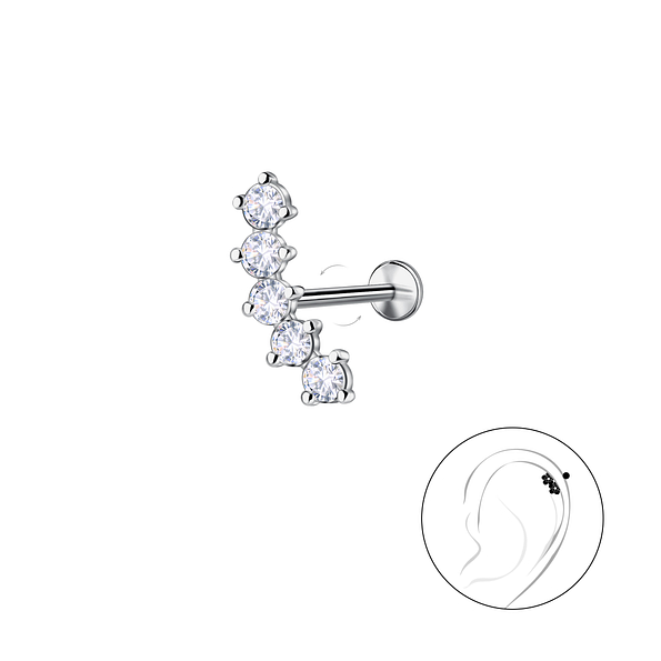 Silver Geometric with Titanium Labret - 23980