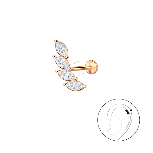 Silver Geometric with Titanium Labret - 23985