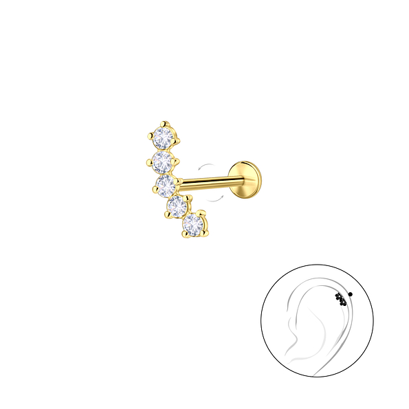 Silver Geometric with Titanium Labret - 23996