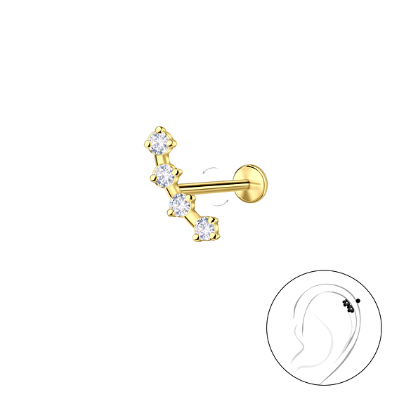 Silver Geometric with Titanium Labret - 23999