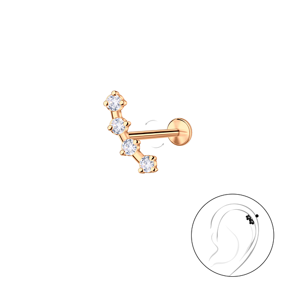 Silver Geometric with Titanium Labret - 24000