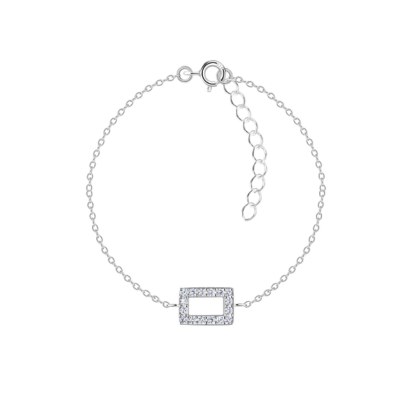 Silver Rectangle Outline Bracelet - 23876