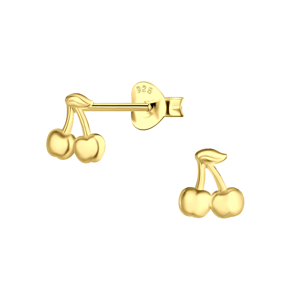 Silver Cherry Stud Earrings - 24032